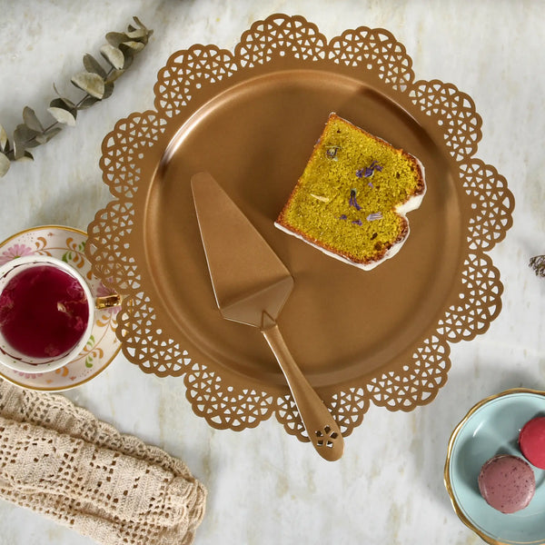 Elan Scallop Cake Stand with Server (Copper)
