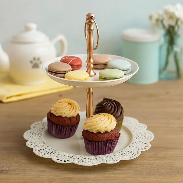 Elan Flourish 2 Tier Cake Cupcake and Dessert Stand (Off White)