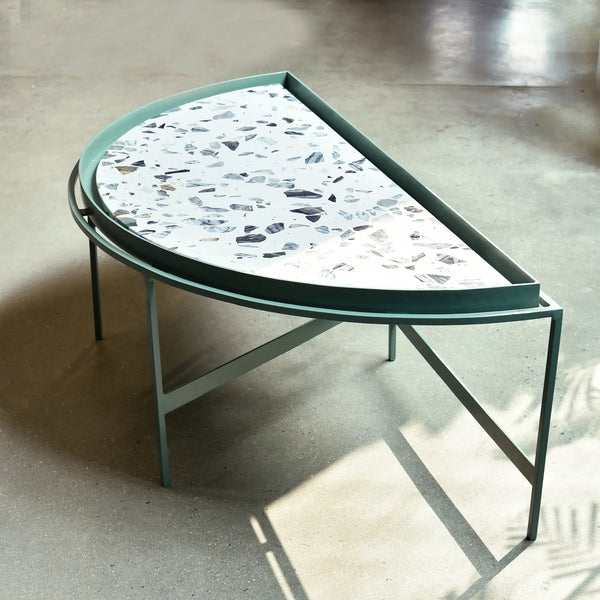 Elan Vera D-Shape Coffee Table (Moss Green)