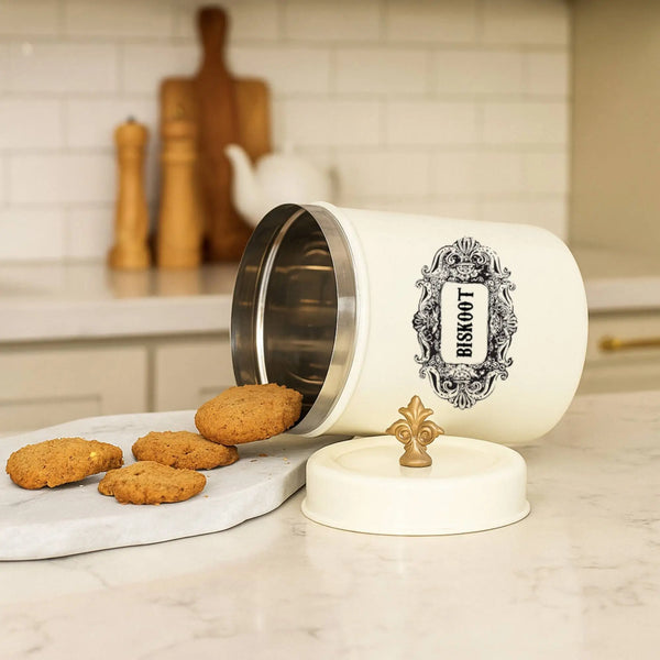 Elan Biskoot Biscuit Canister (Off White)
