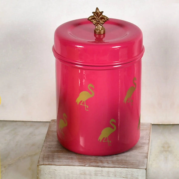 Elan Flamingo Canister Jar (650ml, Pink)