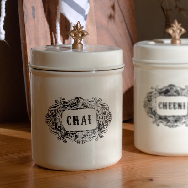 Elan Bergen Chai Tea Canister (650ml, Off White)