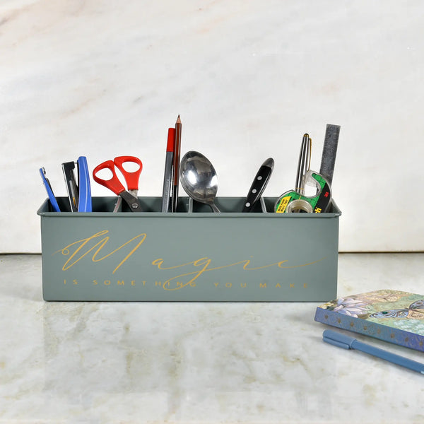 Elan Magic All In One Office Supplies Desk Organizer (Moss Green)