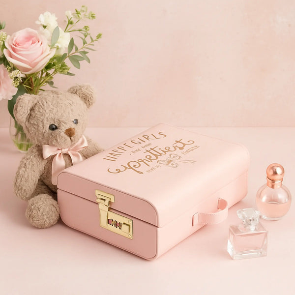 Elan Happy Girls Briefcase Storage Trunk  with Lock (Light Pink)