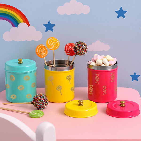 Elan Candy Food Storage Jars, Canisters for Kitchen (Set of 3, 650ml each, Multicolor)