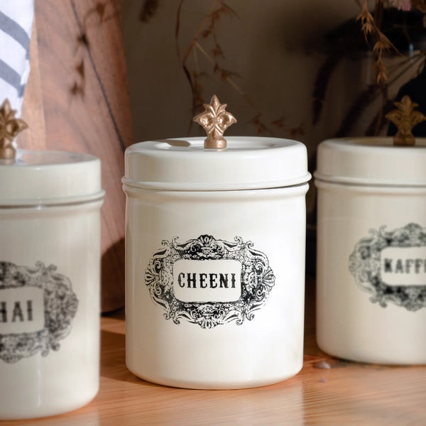 Elan Bergen Cheeni Sugar Canister (650ml, Off White)
