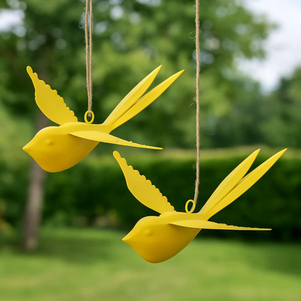 Elan Decorative Hanging Rockstar Birds (Set of 2, Yellow)