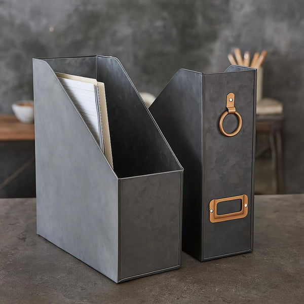 Elan Method File & Magazine Holder, Set of 2 (Antique Black)