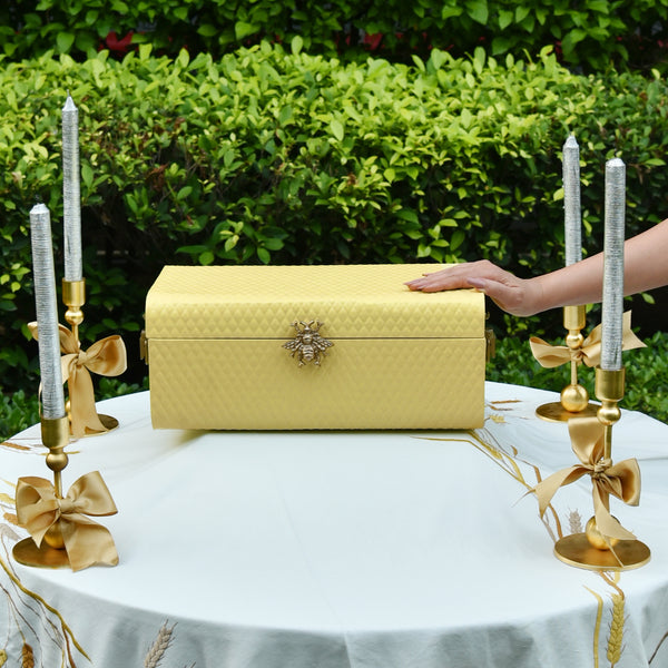 Elan Royal Hive Tufted Bling Box, Long Storage Trunk (Butter Yellow)