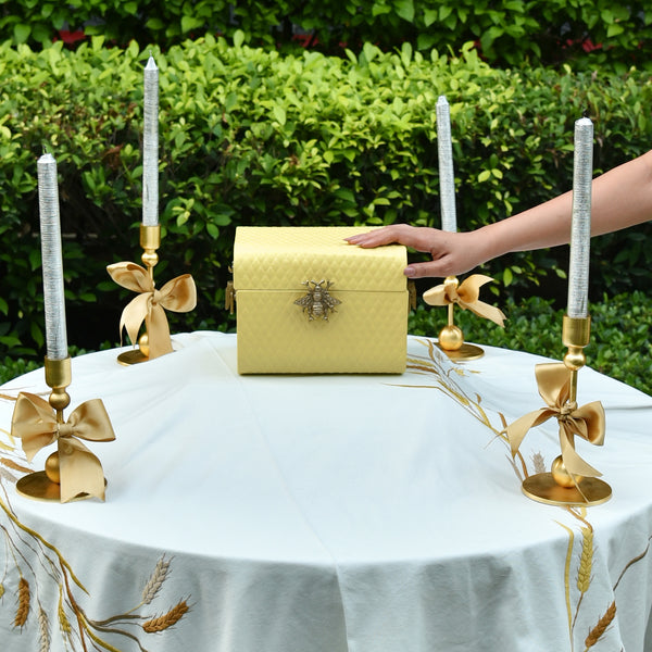 Elan Royal Hive Tufted Bling Box, Petite Storage Trunk (Butter Yellow)