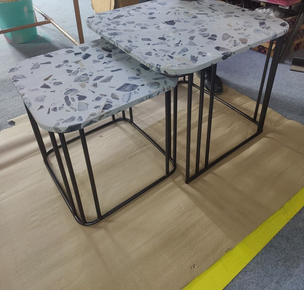 Elan Bo Nesting Terrazzo Tables, Set of 2 (Black)