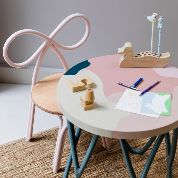 Elan La Rosette Kids Chair with Les Remous Kids Table (Powder Pink, Moss Green)