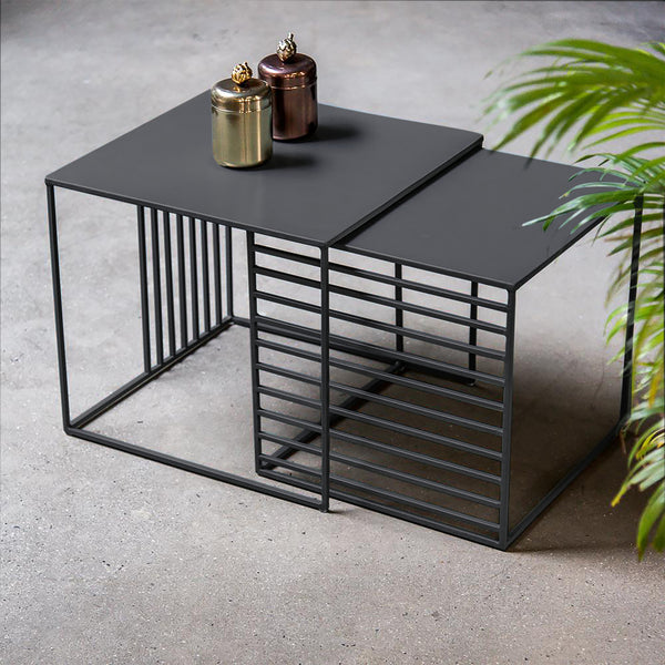Elan Kiev Nesting End Tables (Set of 2, Charcoal Grey)