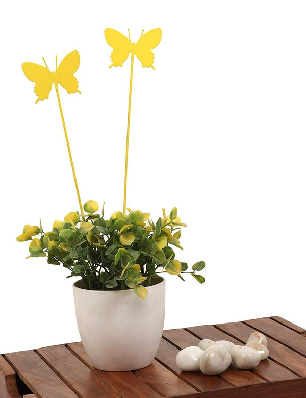 Elan Butterfly Sticks, Home and Garden Decoration (Yellow, Set of 2)