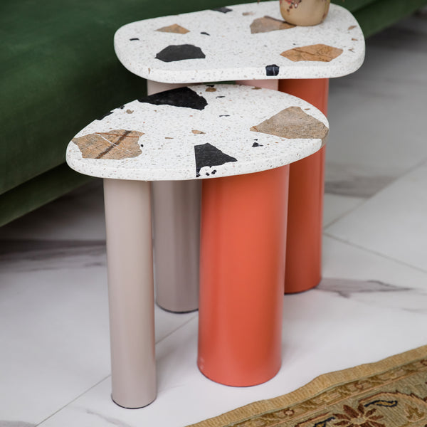 Elan Colette Nesting Terrazzo Tables, Set of 2 (Terracotta)