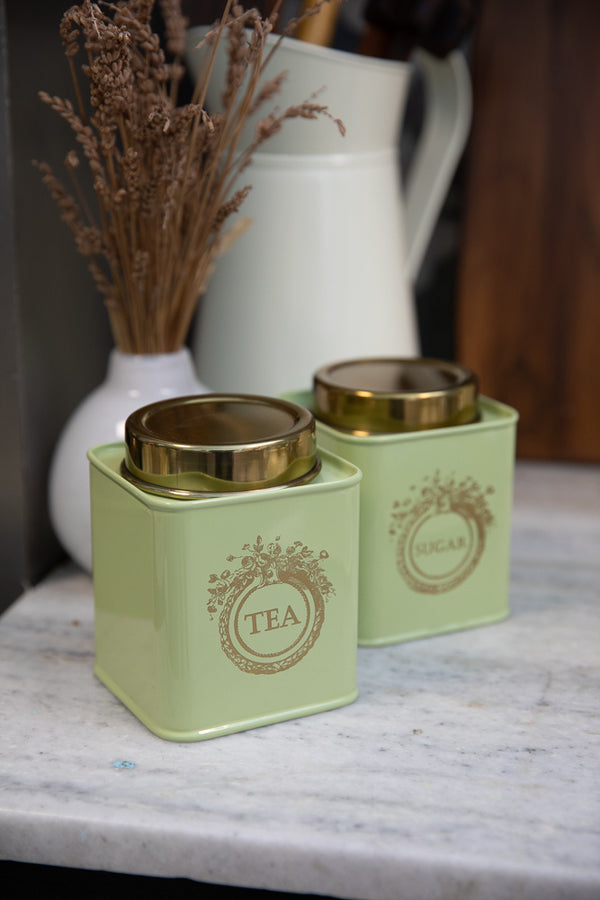 Elan Dreamer Tea & Sugar Canister (500ml, Pistachio, Set of 2)