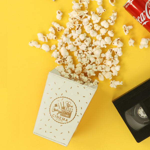 Elan Popcorn Holder, Snacks Container for Party, Reusable, Metal (Set of 2, Off White)