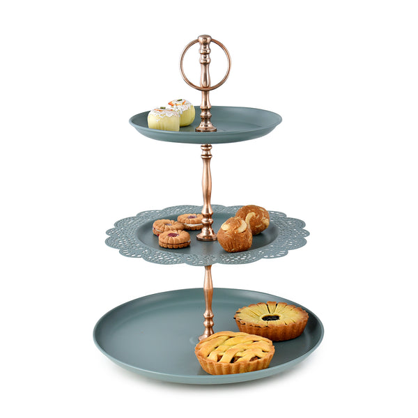 Elan Flourish 3 Tier Cake and Cupcake Stand for Birthdays/Wedding Party, Dessert Holder/Stand (Moss Green)