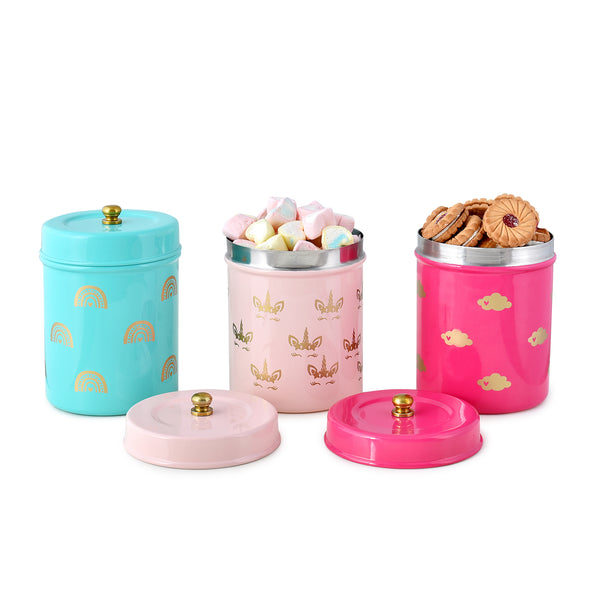 Elan Unicorn Stainless Steel Food Storage Jars, Canisters for Kitchen,  Multipurpose Containers (Set of 3, Multicolor)