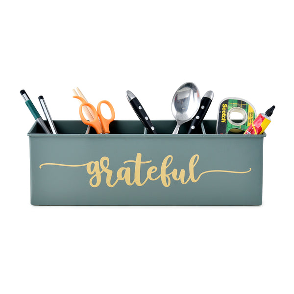 Elan Grateful All In One Multifunctional Office Supplies Desk Organizer- Moss Green