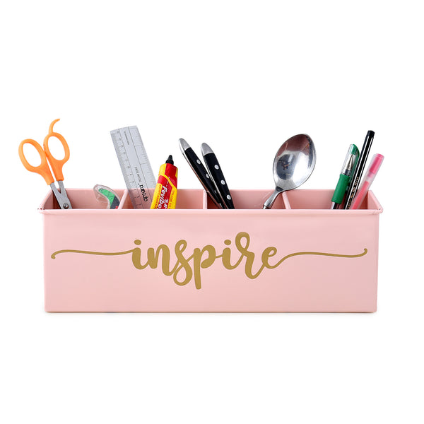 Elan Inspire All In One Multifunctional Office Supplies Desk Organizer- Powder Pink