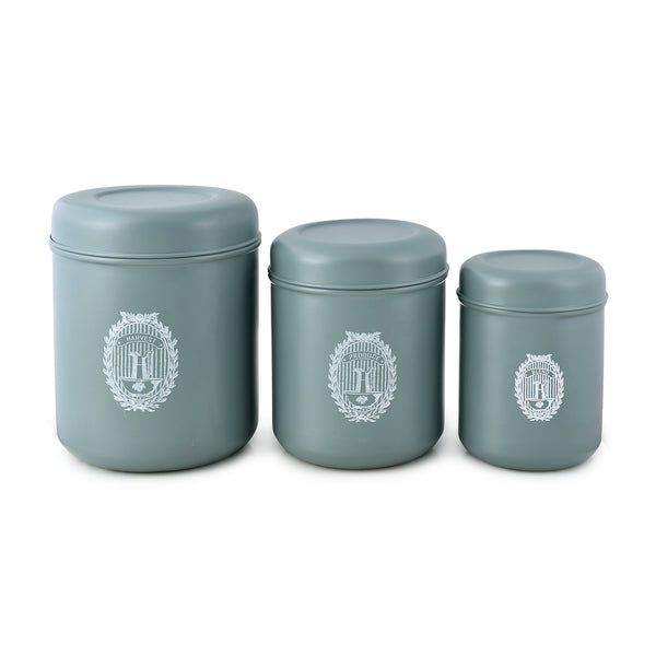 Elan Agave Canister, Set of 3 (Moss Green, Stainless Steel)