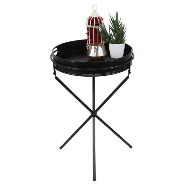 Elan Chic Side Table, Collapsible Table with Tray (Black)