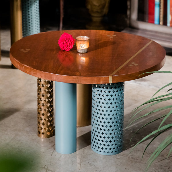 Elan Marrakesh Round Wooden Coffee Table (Moss Green)