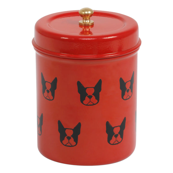 Elan French Bulldog Canister, Stainless Steel (500 ml, Red)