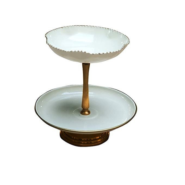 The Kesar Mini Two Tier Cake Stand (Off White)