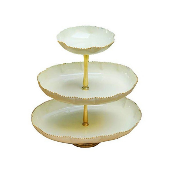The Kesar Oval Three Tier Cake Stand (Off White)