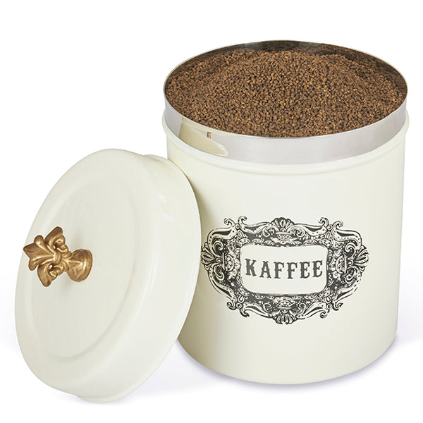 Elan Bergen Kaffee Coffee Canister, Stainless Steel, 0.5Litres, Off White