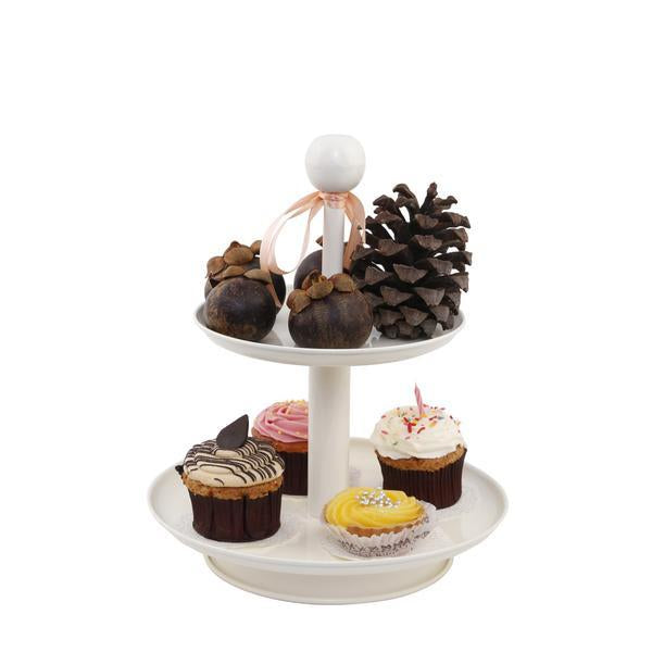Elan Knob Two Tier Cake Cupcake and Dessert Stand (Metal)