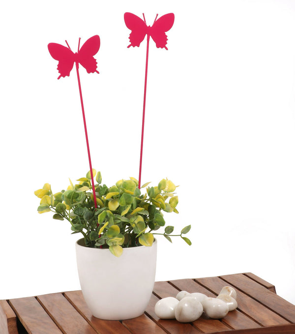 Elan Butterfly Sticks, Home and Garden Decoration (Pink, Set of 2)