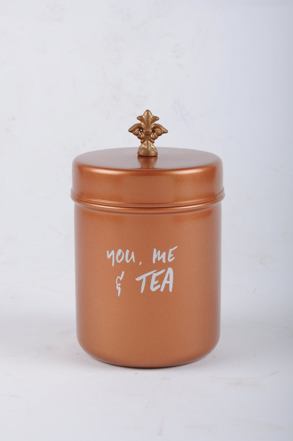Elan You Me & Tea Canister, Stainless Steel (500ml, Copper Finish)