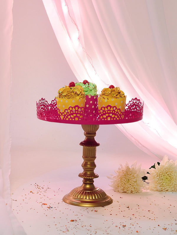 Elan Foundary Cup Cake stand (Hot Pink with Gold)
