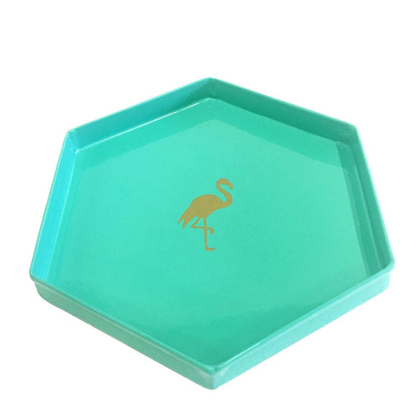 Elan Flamingo Trinket Tray, Mini, Metal (Hex, Aqua)