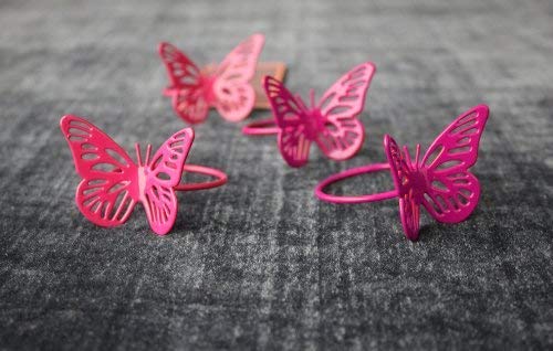 Elan Chrysalis Napkin Rings (Set Of 4, Hot Pink)
