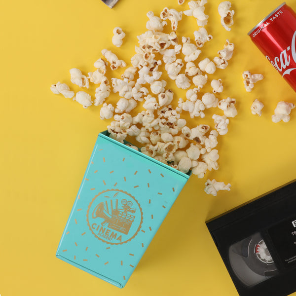 Elan Popcorn Holder, Snacks Container for Party, Reuseable, Metal (Set of 2, Aqua)
