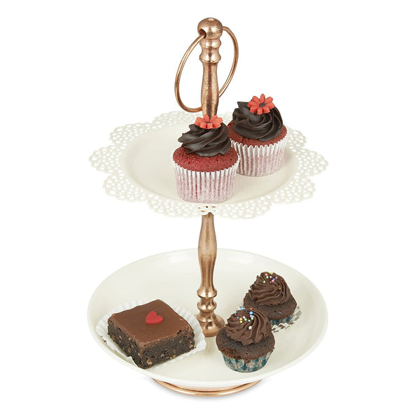 Elan Flourish Two Tier Mini Cupcake Stand (Off White)